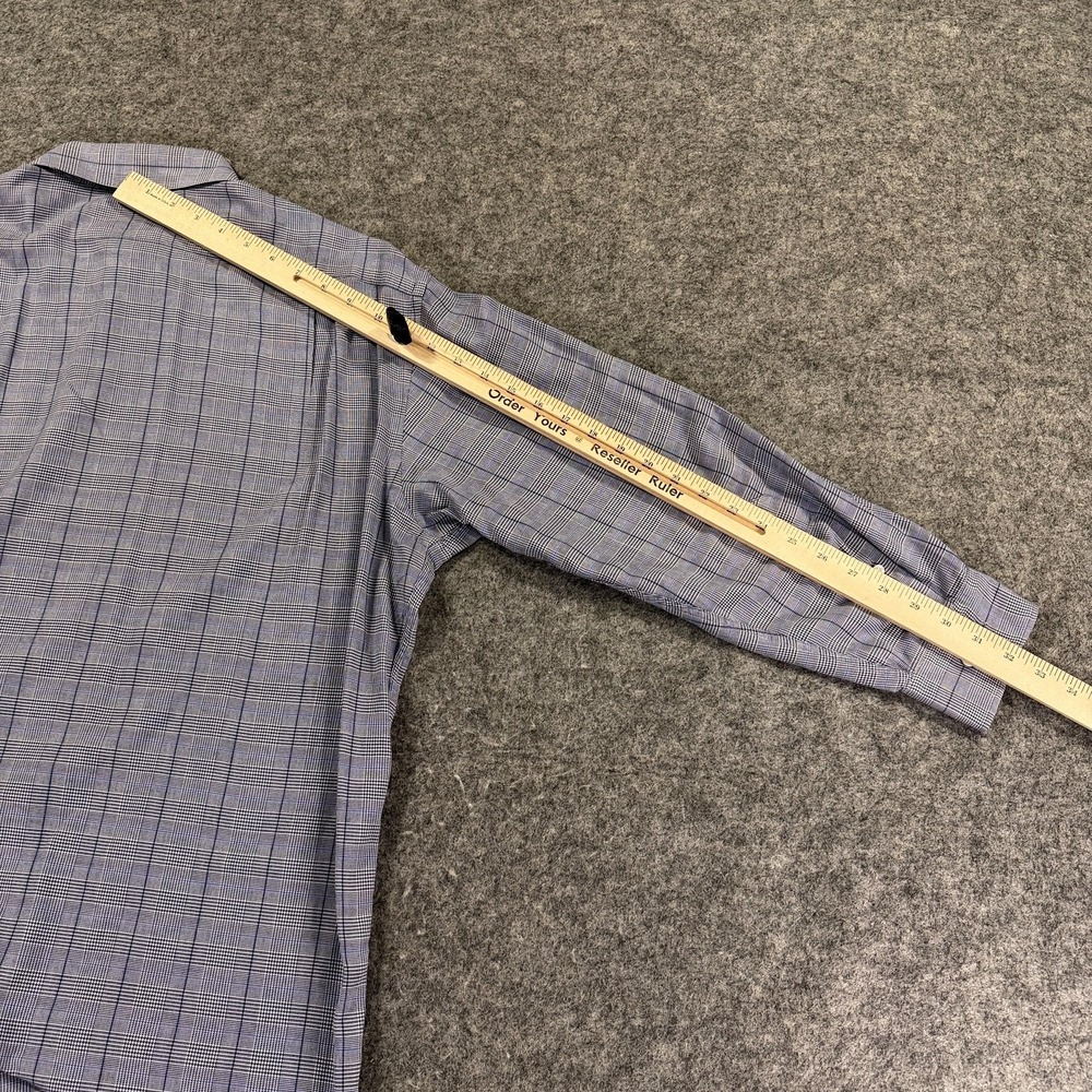 Ralph Lauren Purple‎ Label Dress Shirt Mens Large Blue Plaid Button Down Italy - Picture 11 of 12
